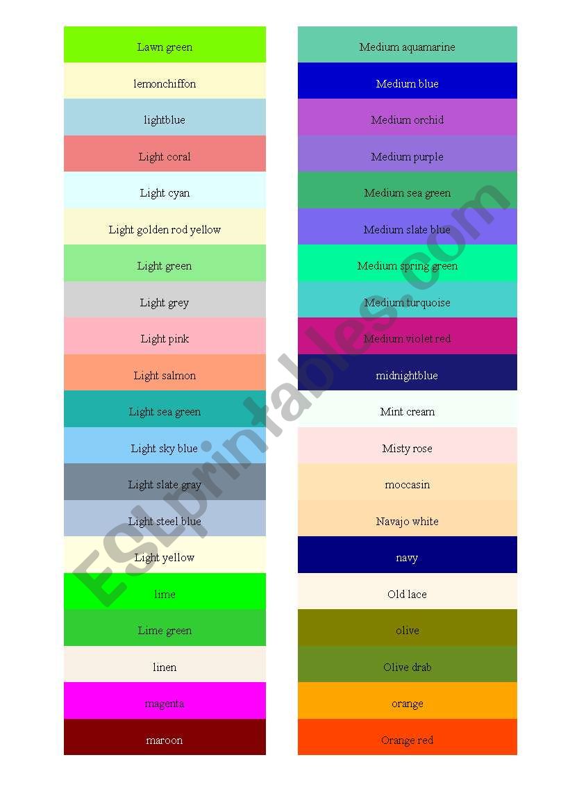 colour worksheet