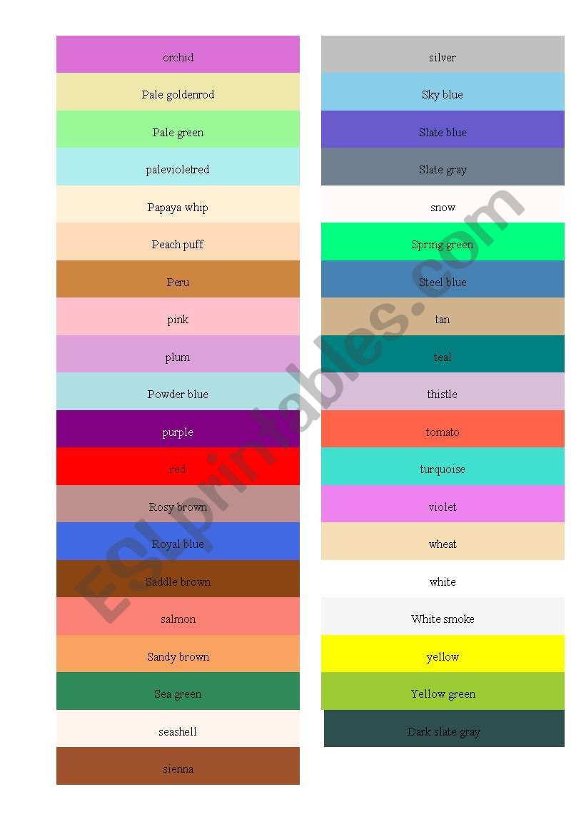 colour worksheet