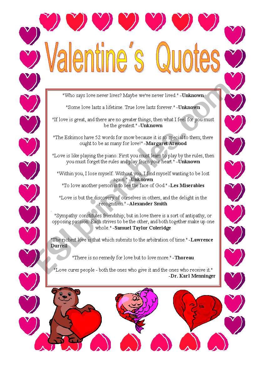 Valentines Quotes 1-2 worksheet