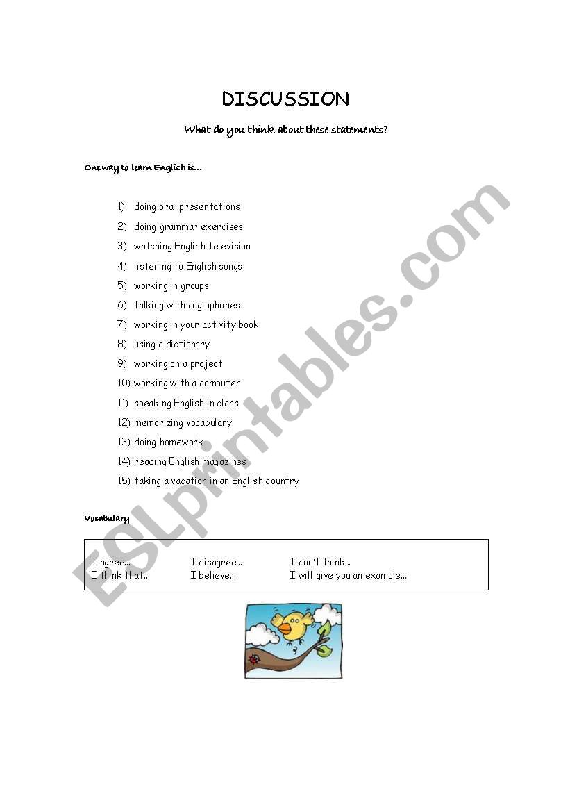 Best ways to learn English worksheet