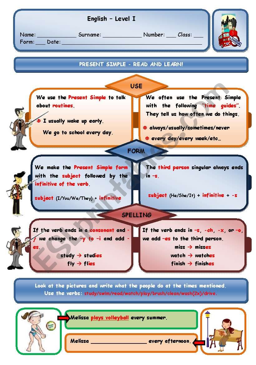 PRESENT SIMPLE -  AFFIRMATIVE (TWO PAGES)