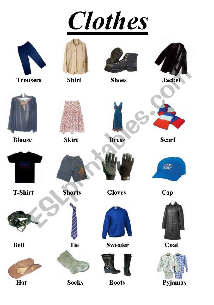 Clothes - ESL worksheet by Marwaahmed