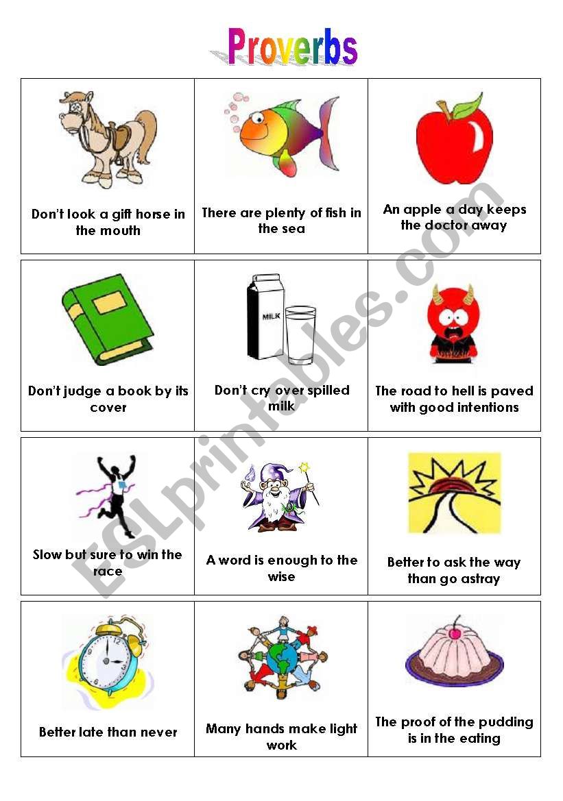 Proverbs and pictures worksheet