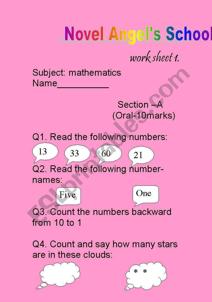Maths worksheet worksheet