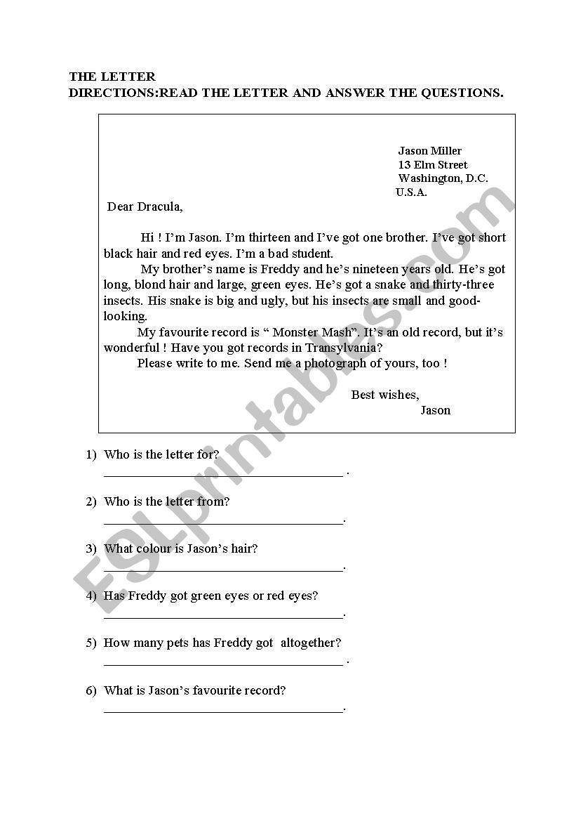 A LETTER!! worksheet