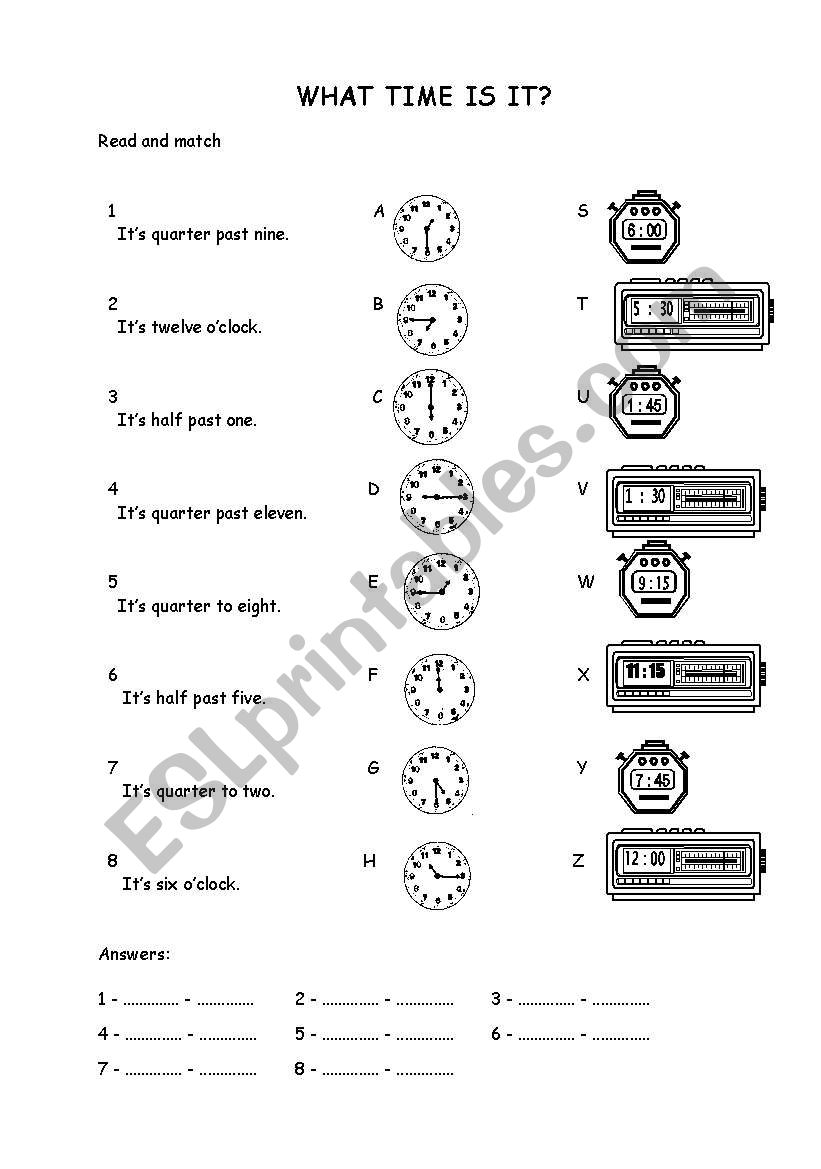 What time is it? worksheet