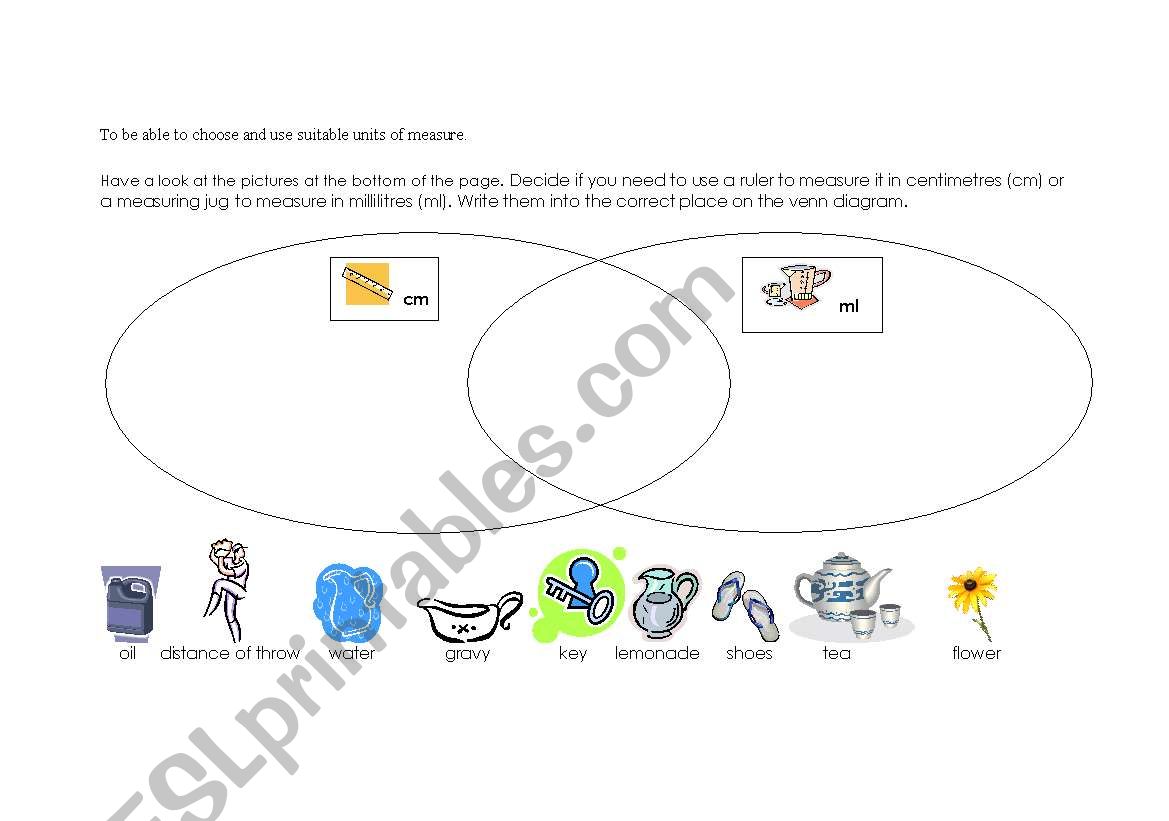 Units of measure VENN worksheet