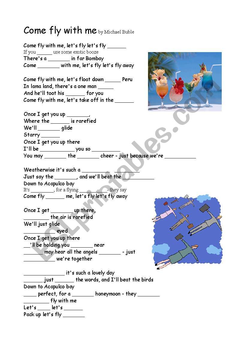 Come fly with me  worksheet