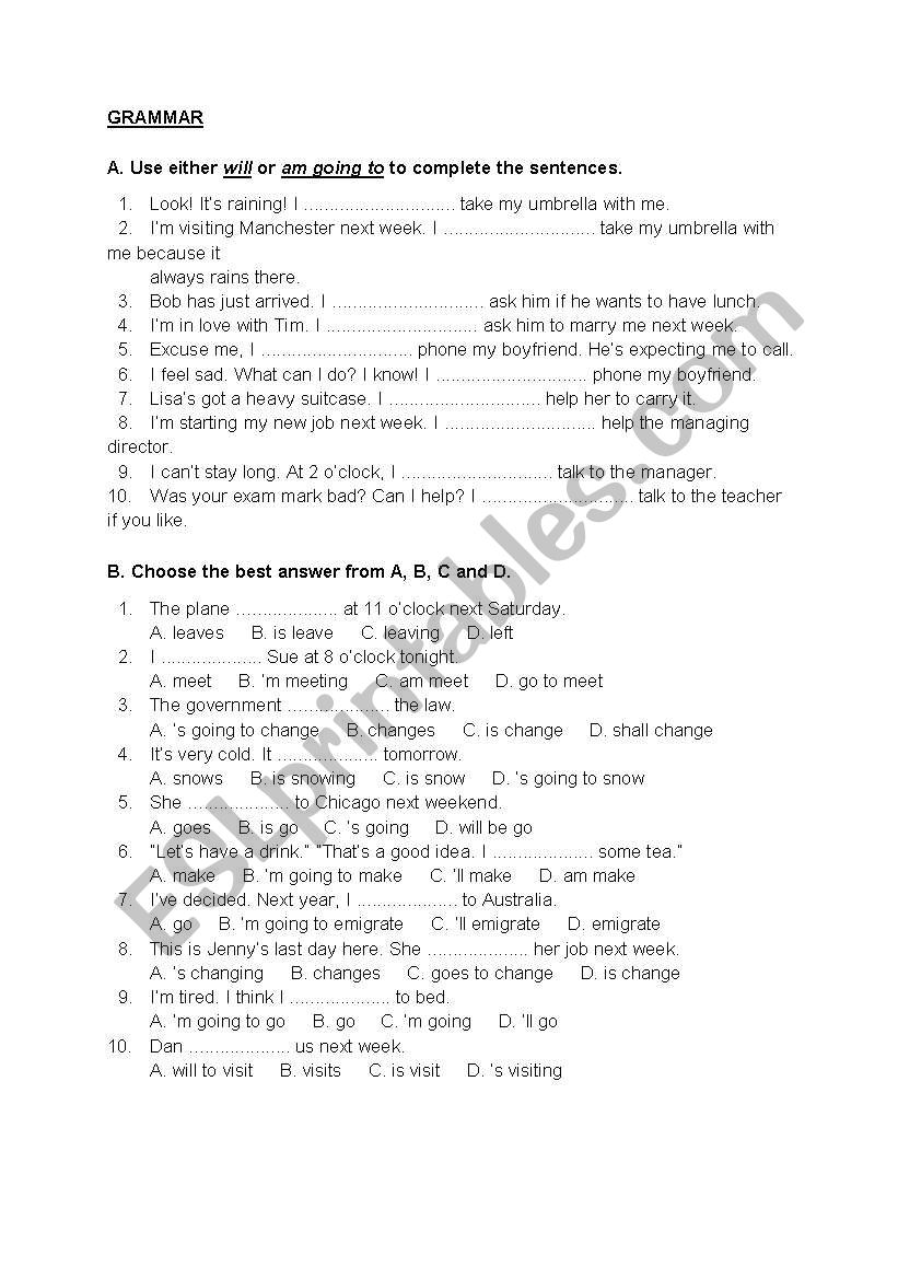 GRAMMAR worksheet