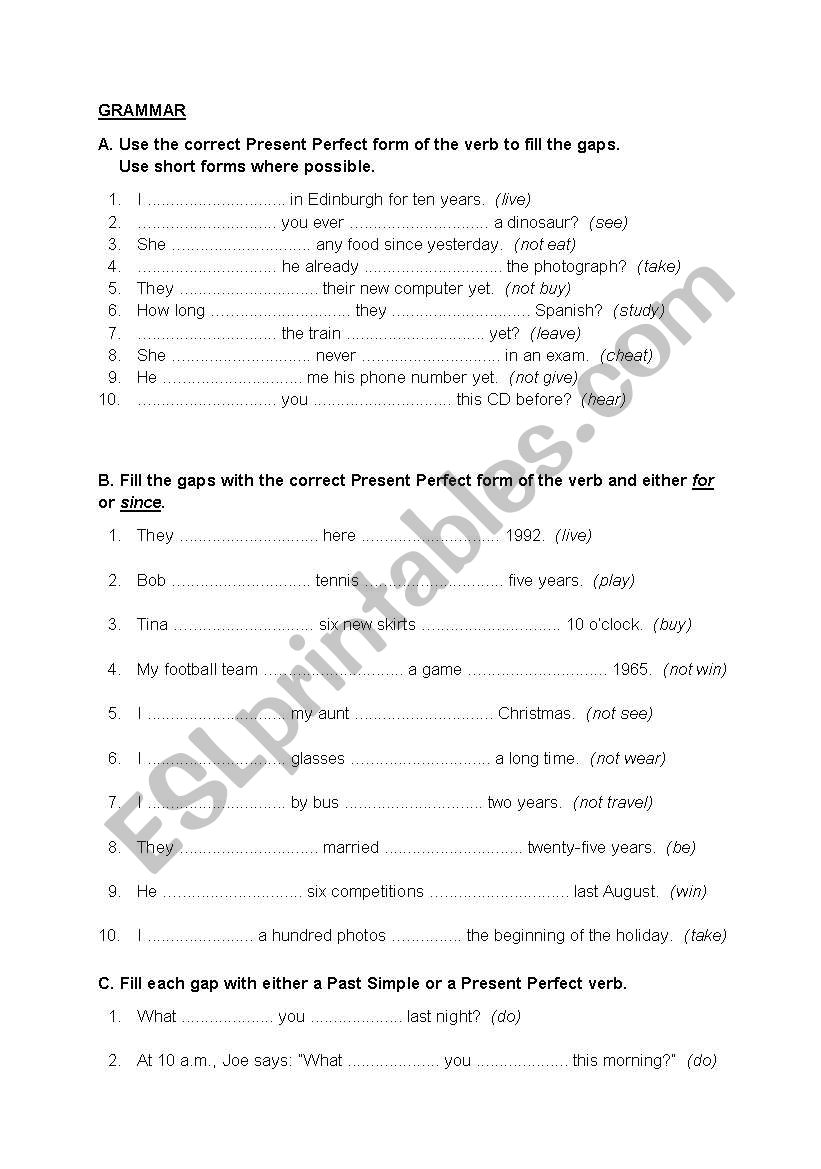 GRAMMAR worksheet