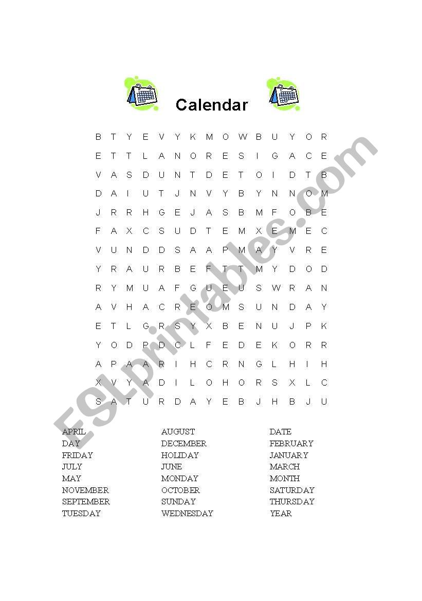 Calendar worksheet