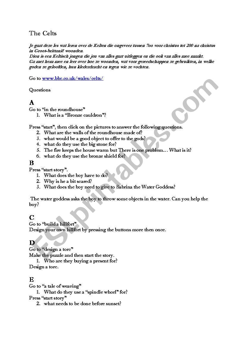 The Celts worksheet