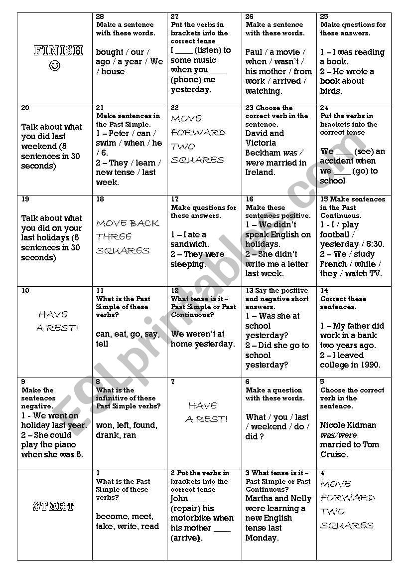 Past Simple - Past Continuous Board Game