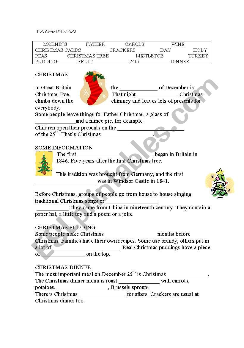 Read and complete (Christmas) worksheet