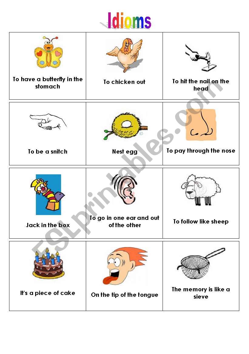 Idioms and pictures worksheet