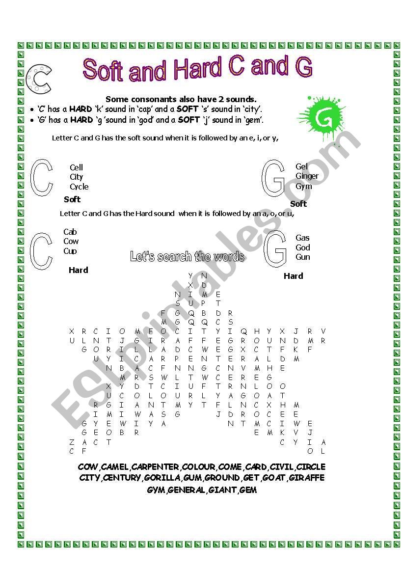 Soft and Hard C and G worksheet