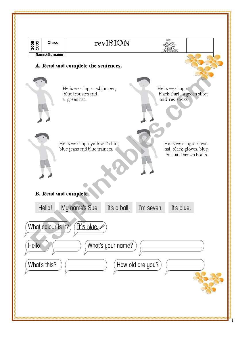 clothes worksheet