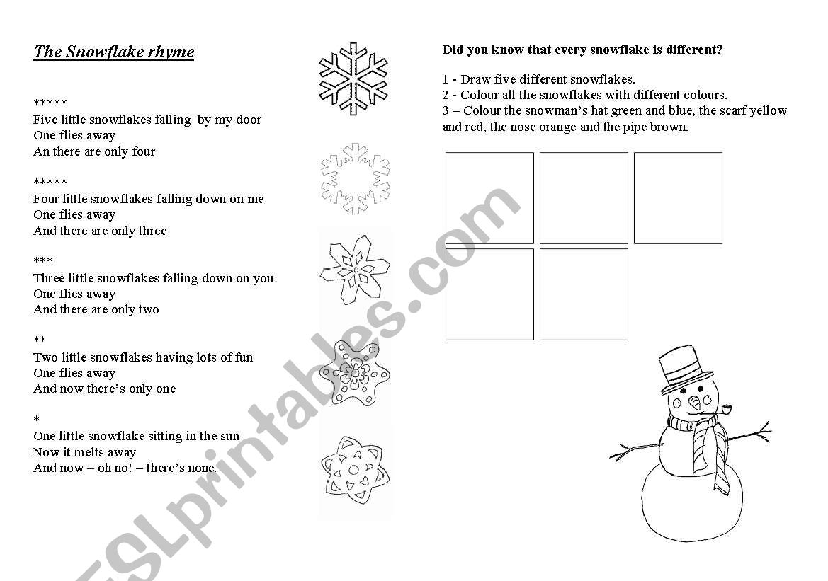 A Snowflake poem worksheet