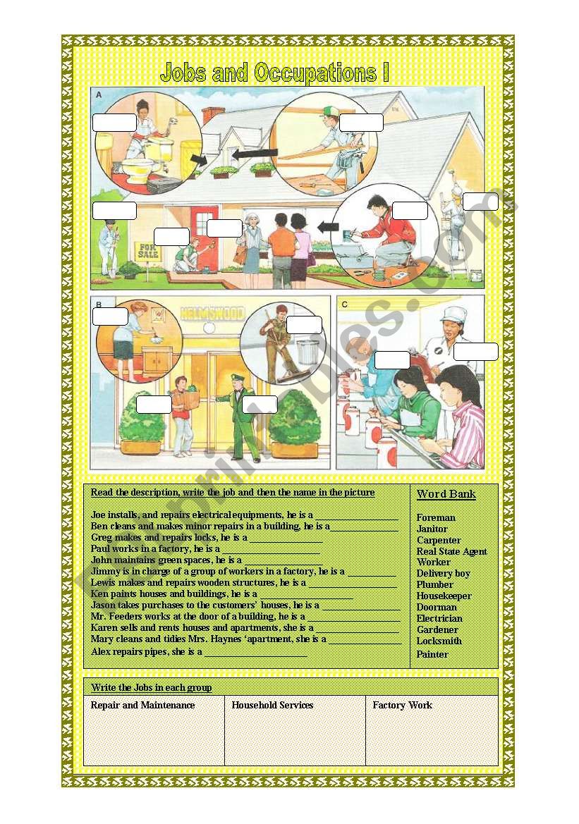 Jobs and Occupations 1 worksheet