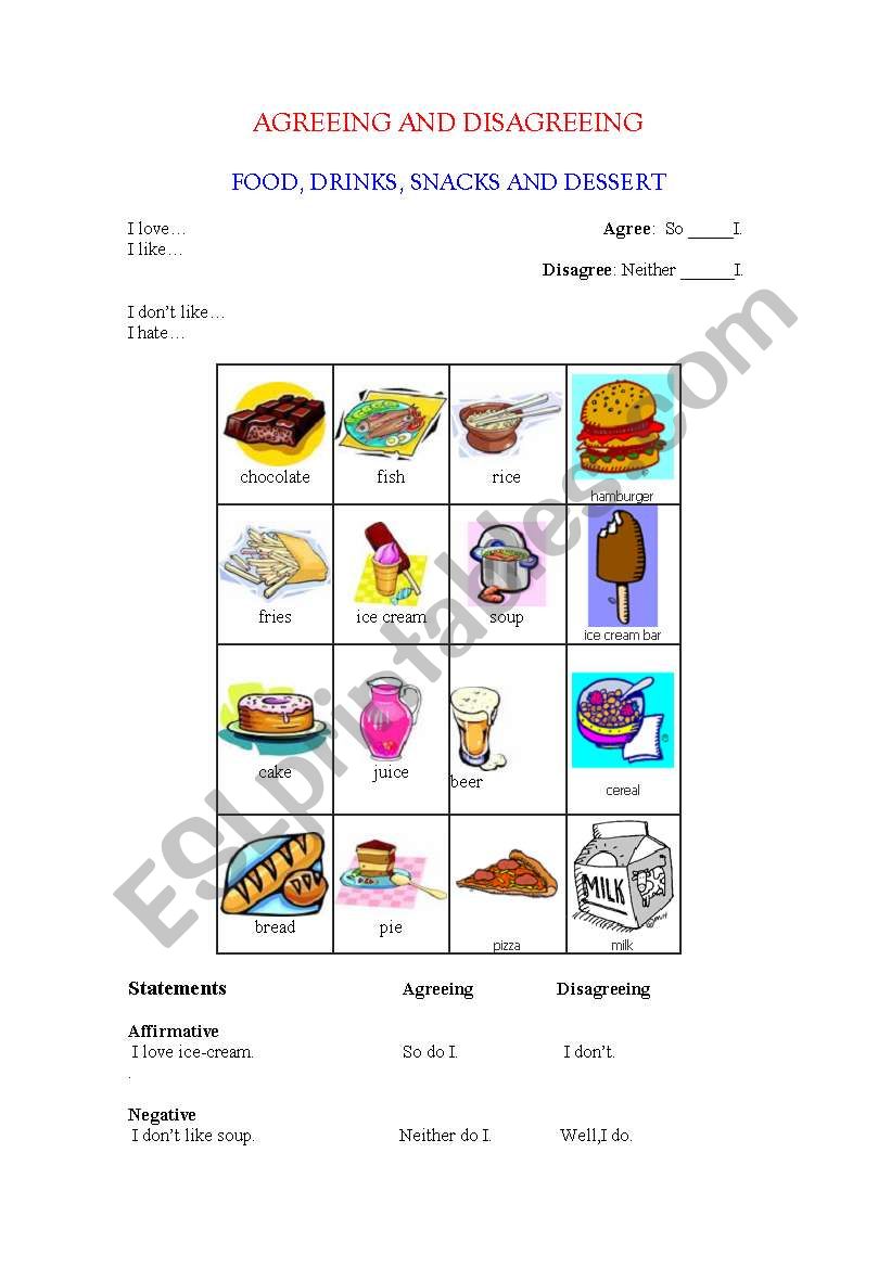 AGREEING AND DISAGREEING worksheet