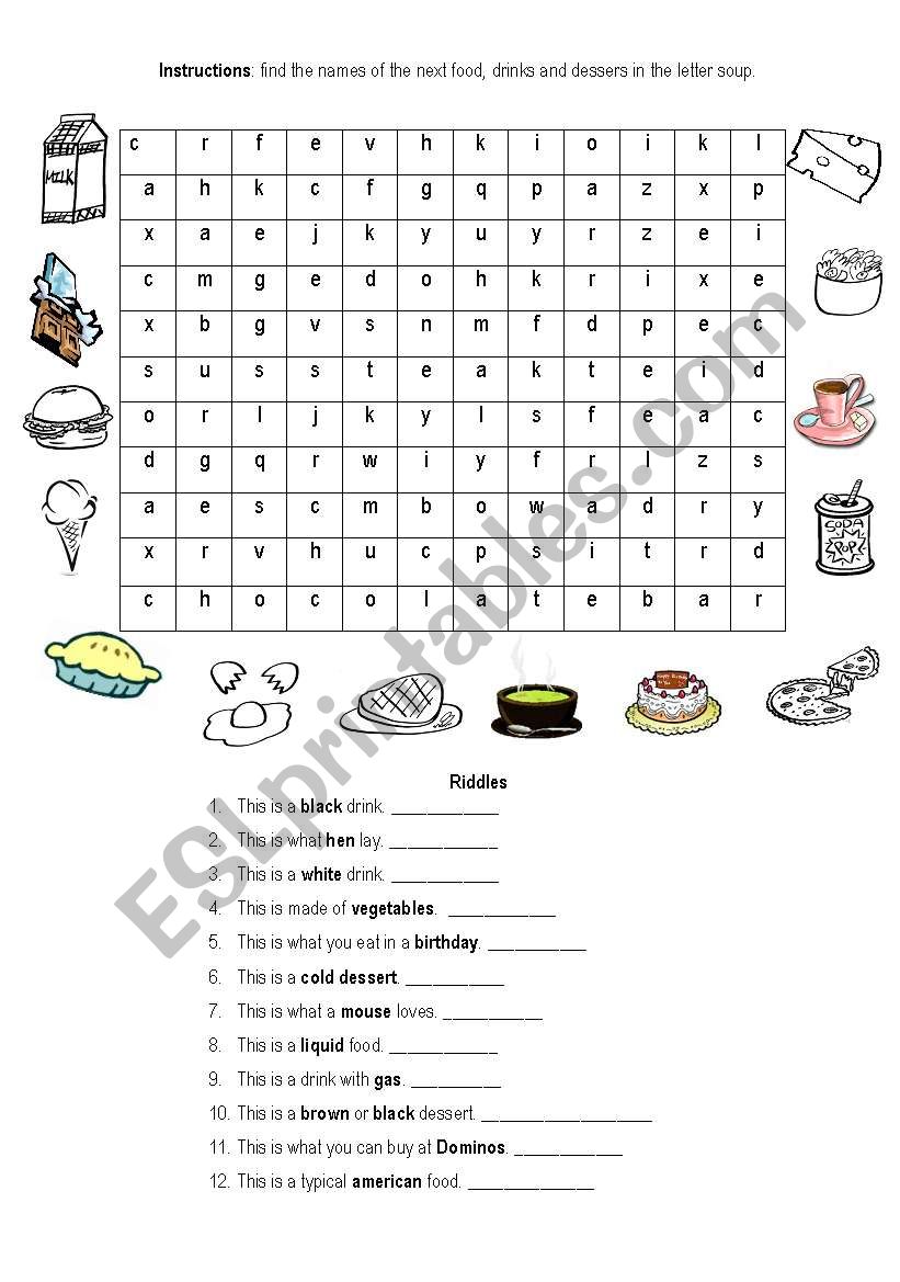 Food letter soup worksheet