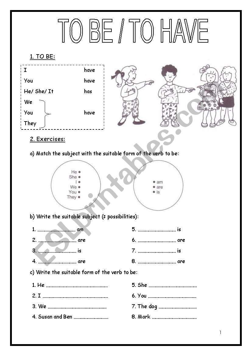 to be / to have (3 pages) worksheet