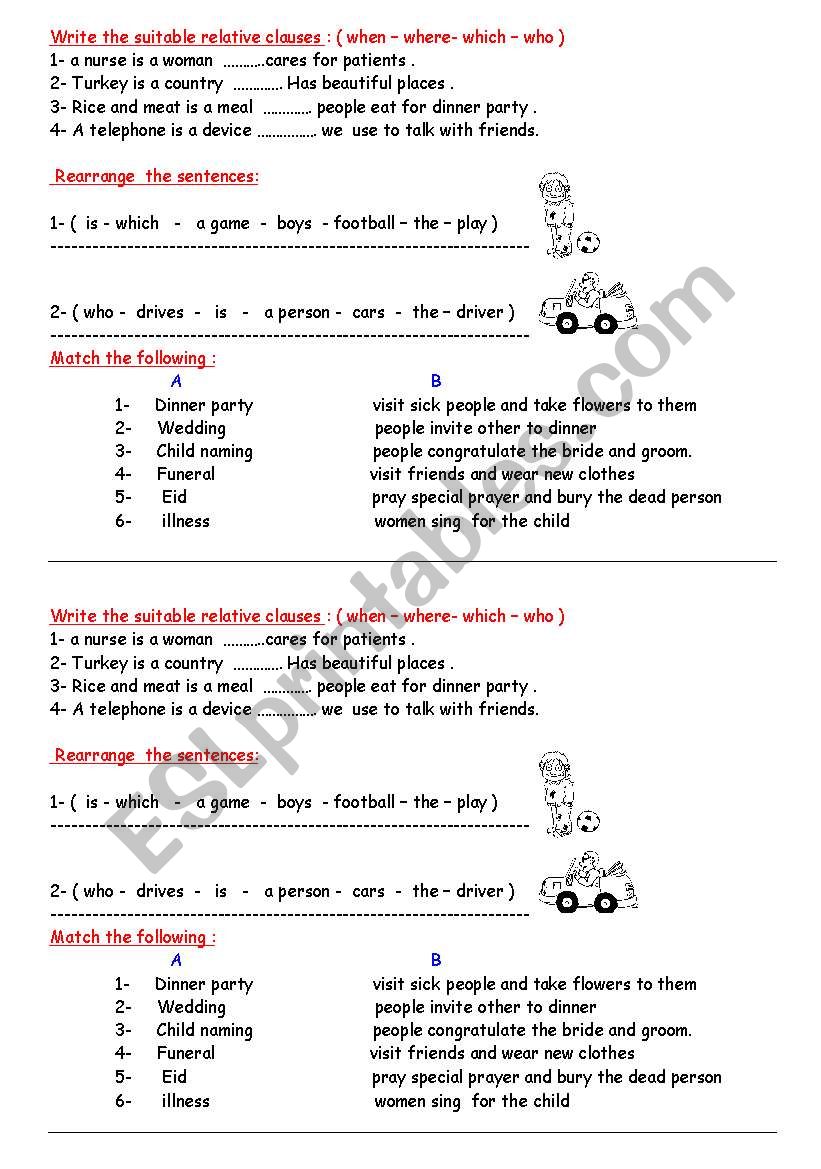 relative clause worksheet