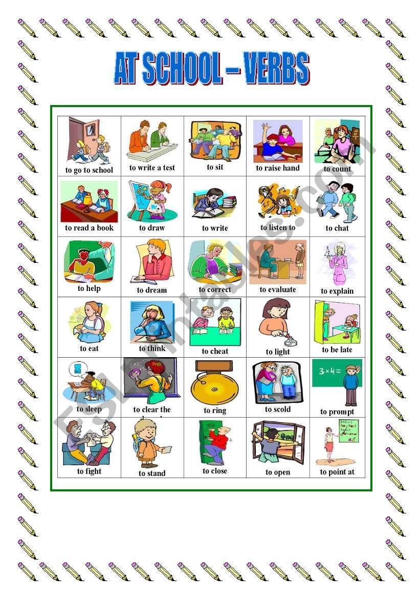 AT SCHOOL - VERBS     worksheet