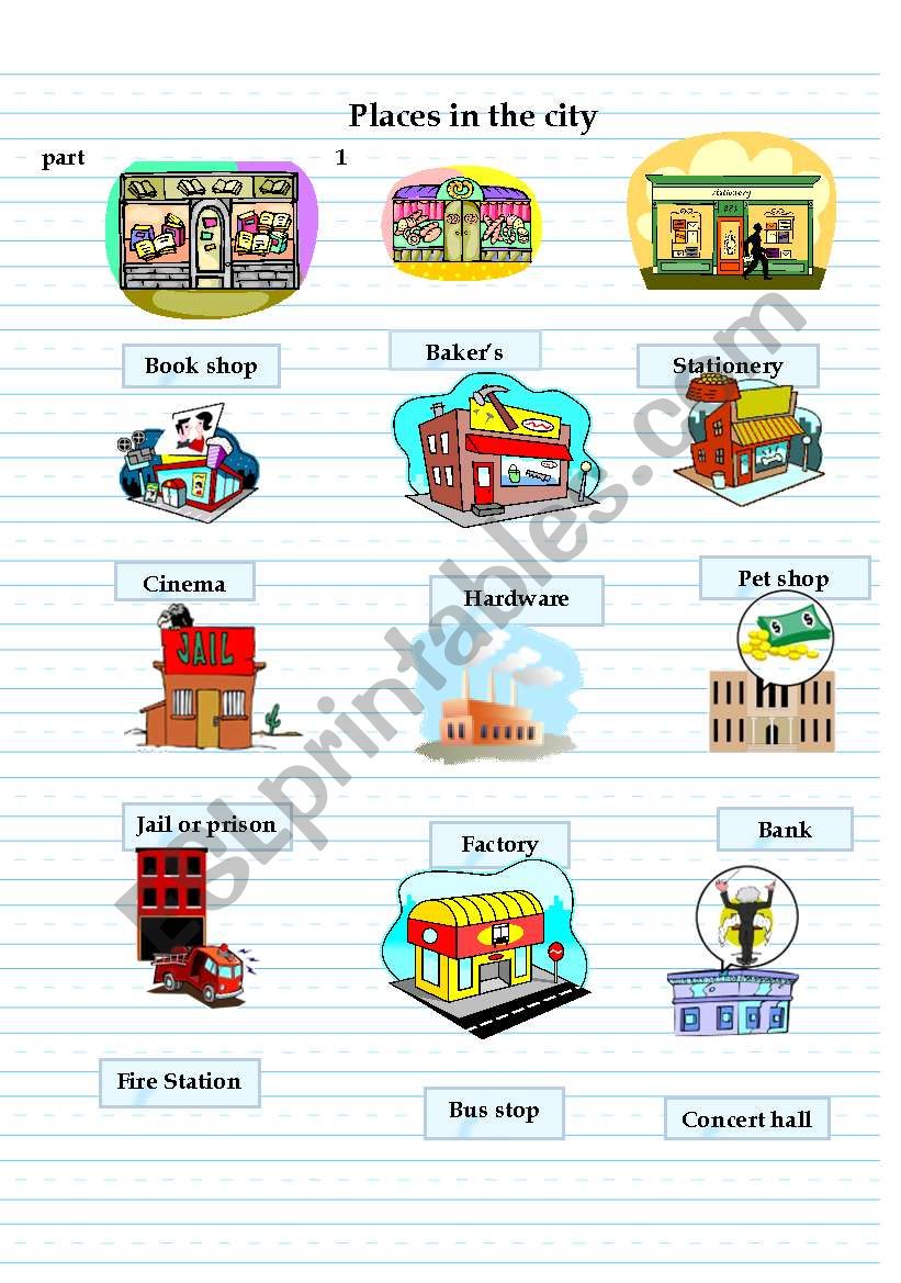 Places in the city 1 worksheet