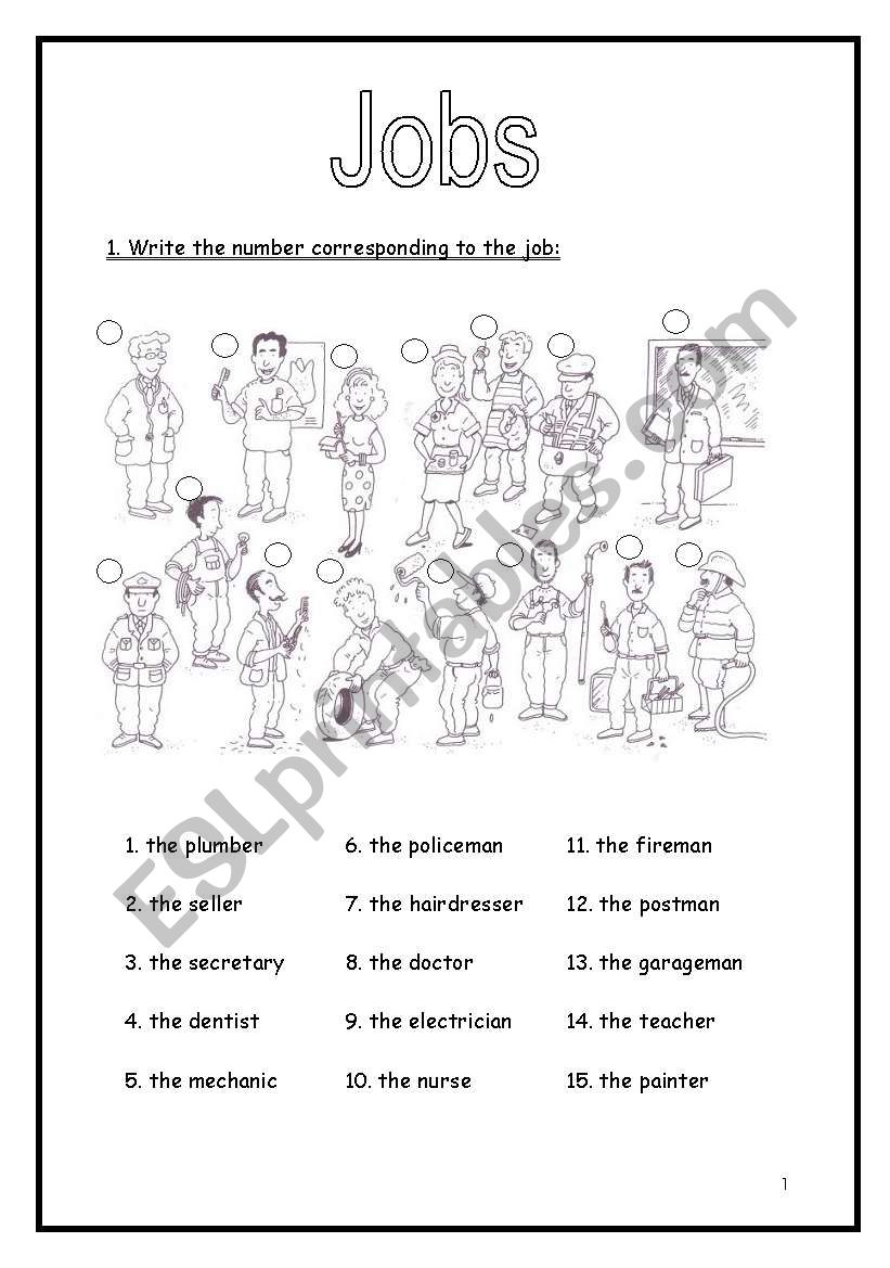 jobs (3 pages) worksheet