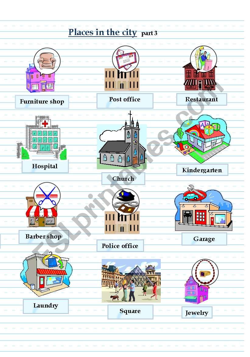 Places in the city 3 worksheet