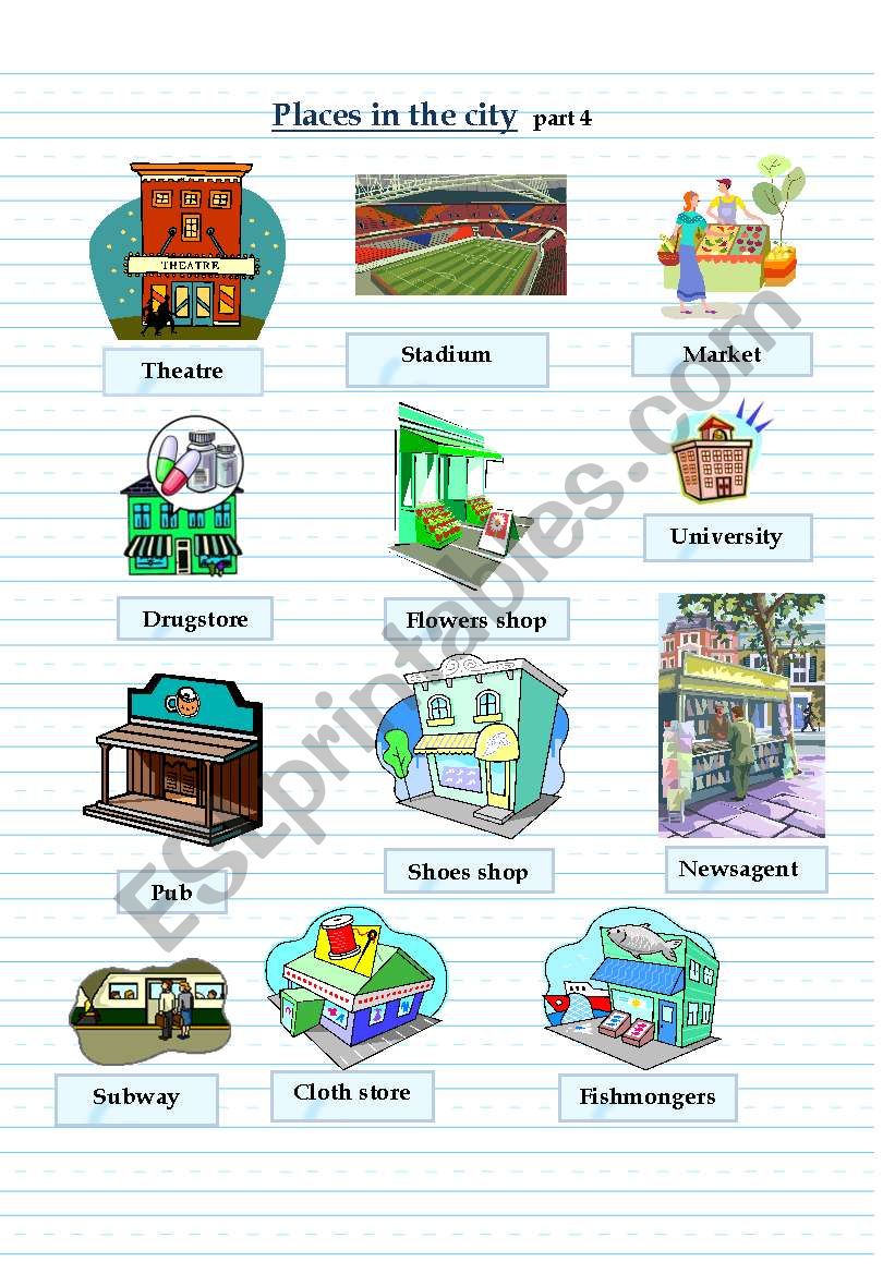 Places in the city 4 worksheet