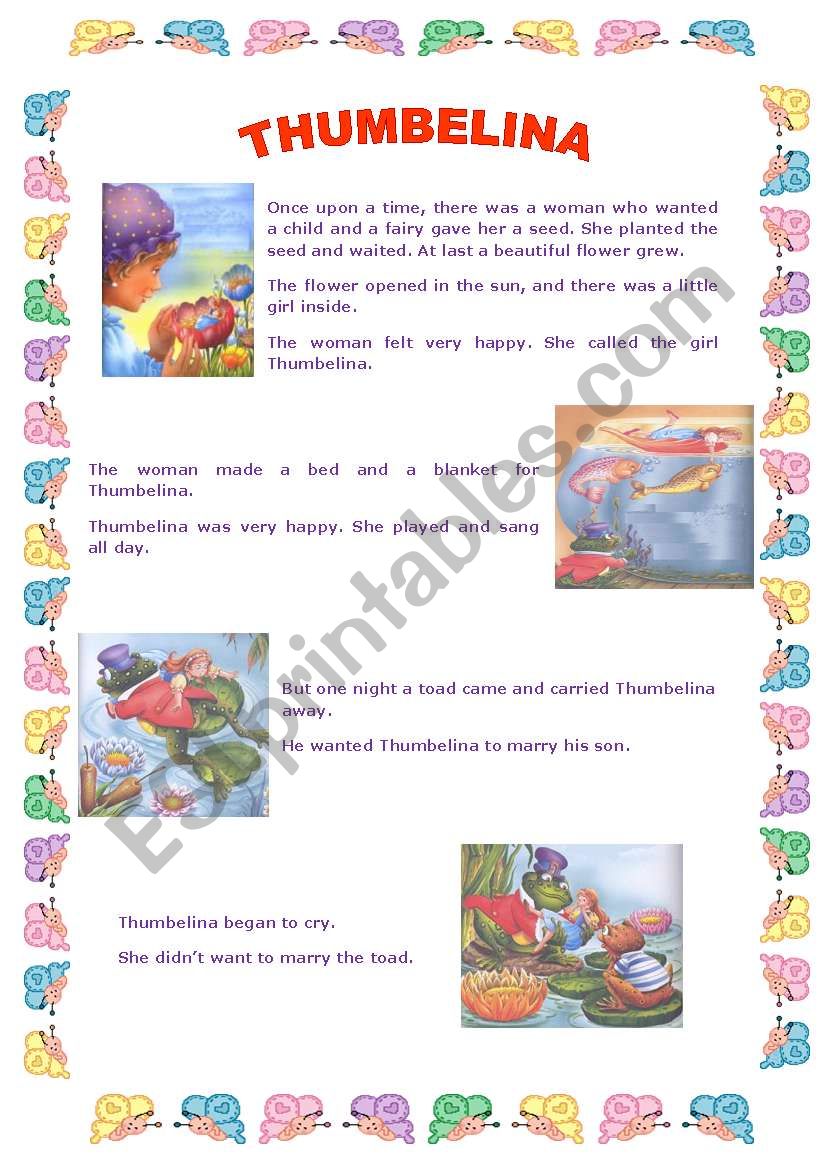 Thumbelina - Nice Story 1/3 worksheet