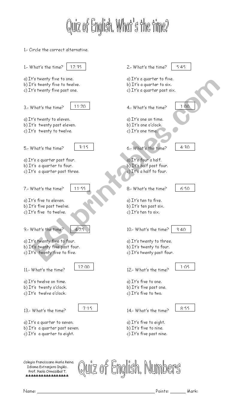 what´s the time? worksheet