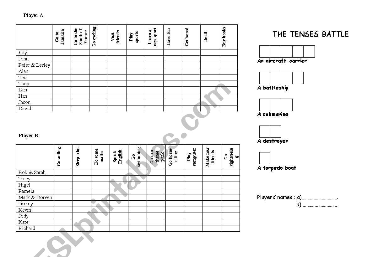 the battle of tenses worksheet