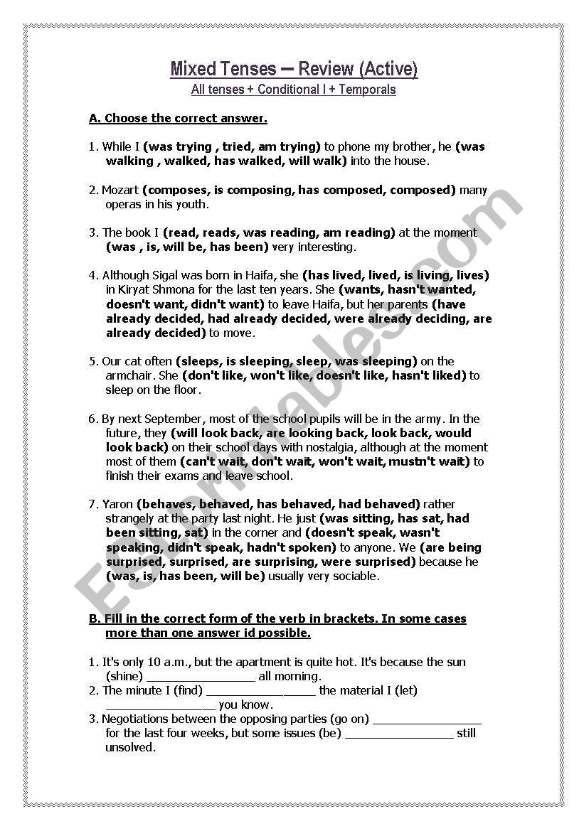 Mixed Tenses – Review (Active)