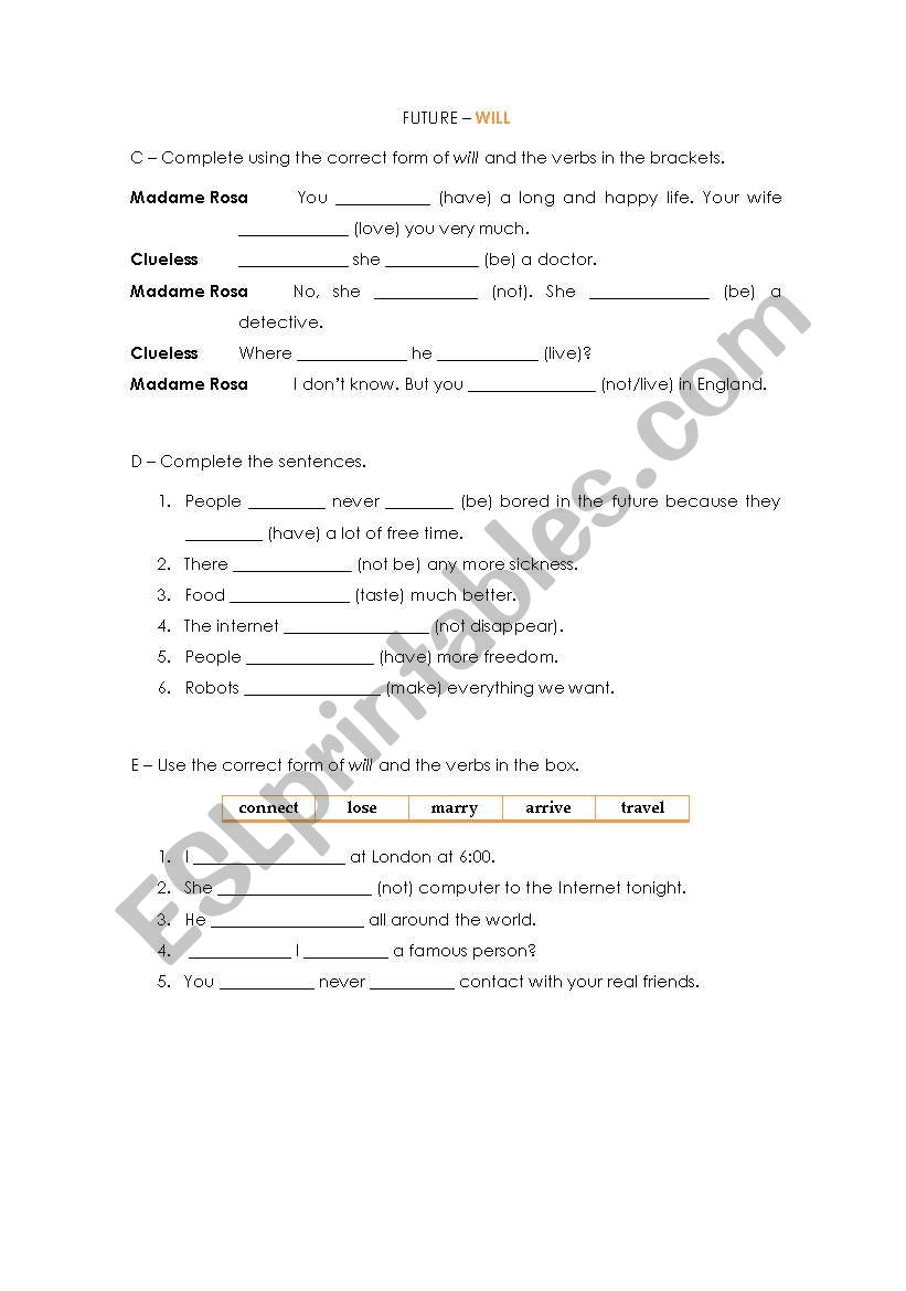 Future - Will worksheet