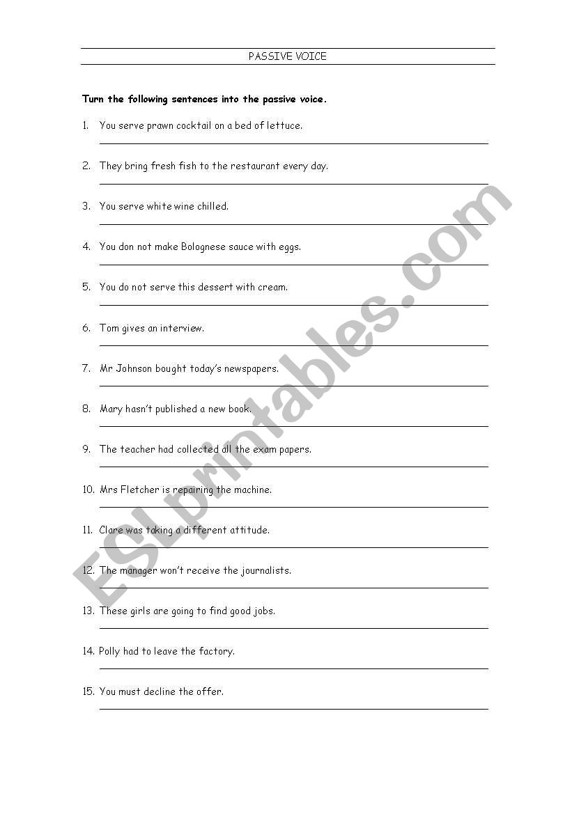 Passive voice worksheet