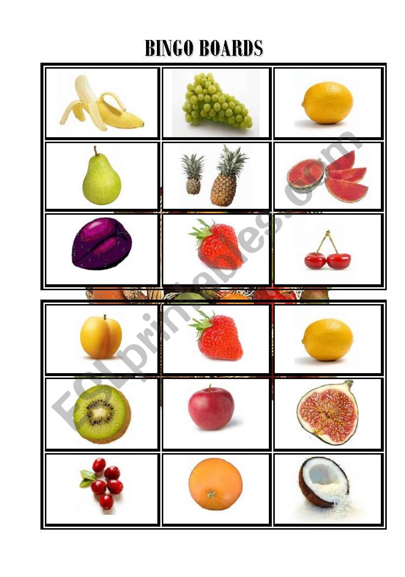 Fruits Bingo Free Printable