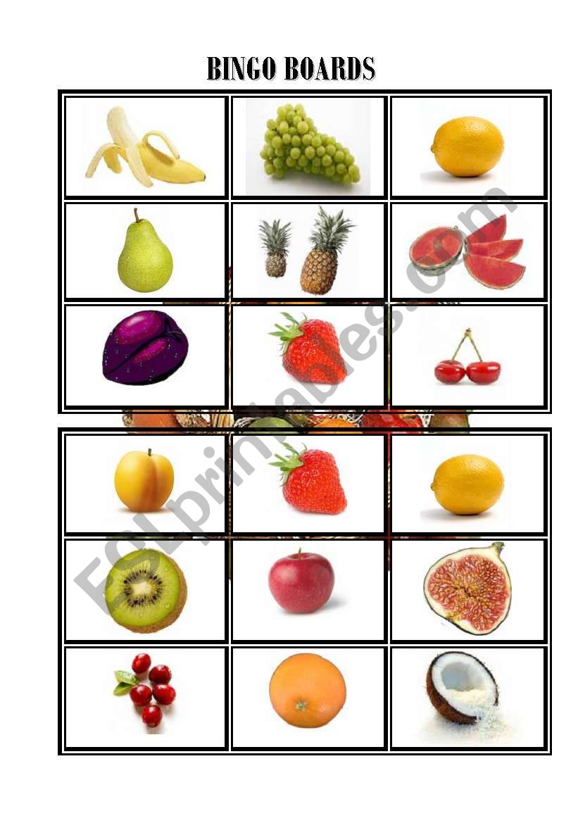 FRUIT BINGO worksheet