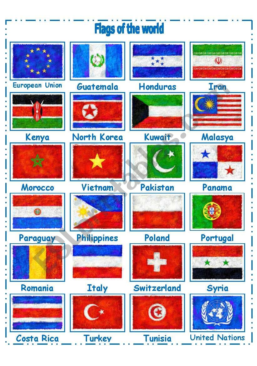 FLAGS OF THE WORLD PART 3 worksheet