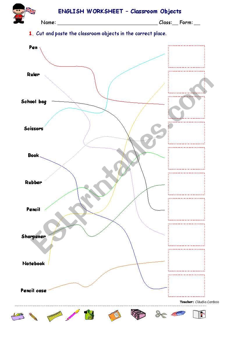Classroom Objects worksheet
