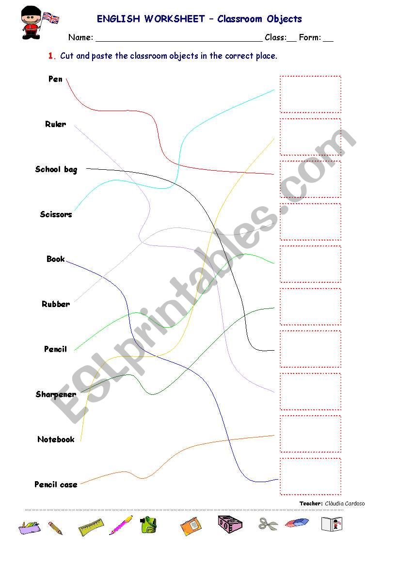 Classroom Objects worksheet