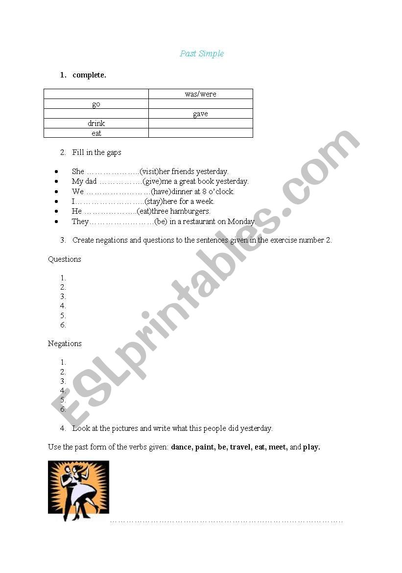 past simple worksheet