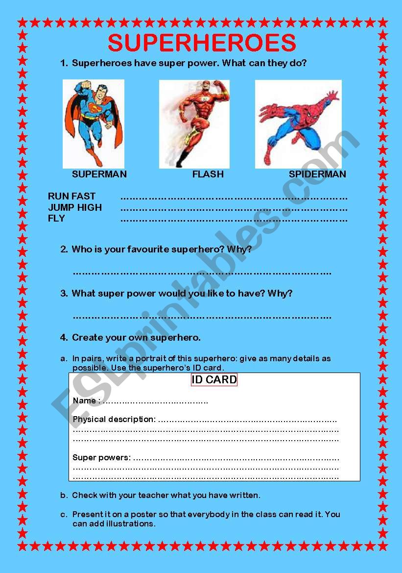 SUPERHEROES worksheet