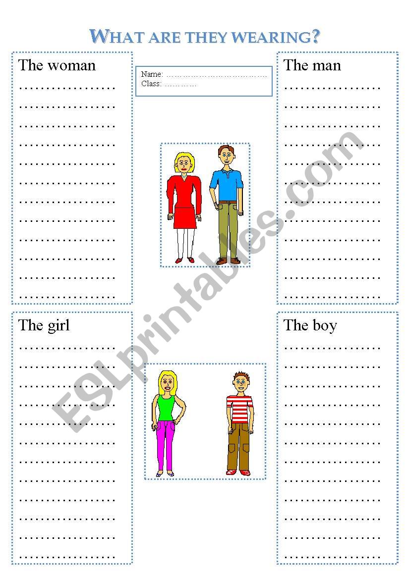 What are they wearing? worksheet