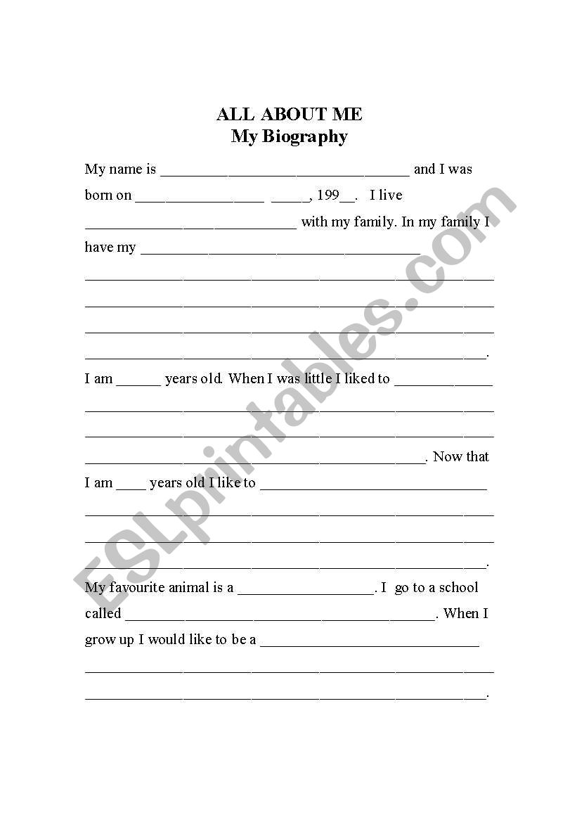 Biography Templace worksheet