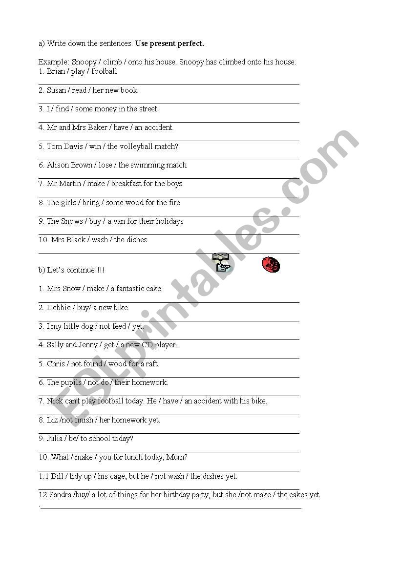 present perfect  worksheet