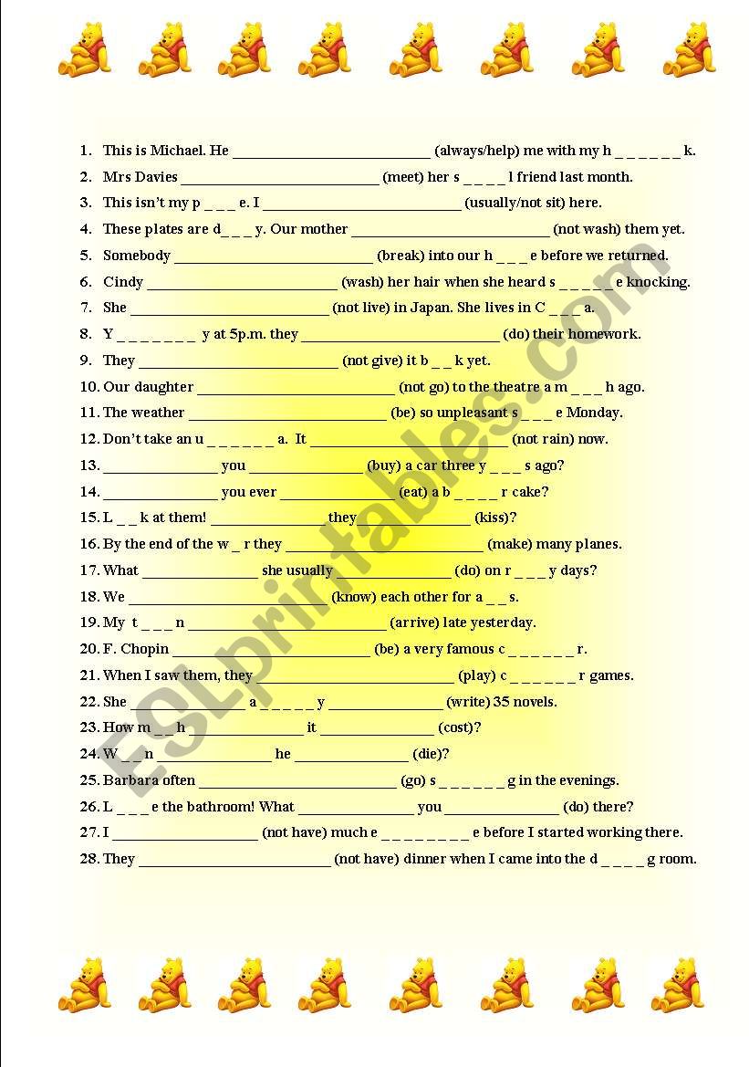 Tenses worksheet