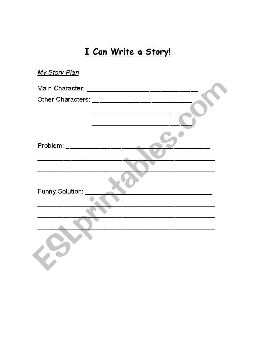 Story Writing Plan- Template worksheet